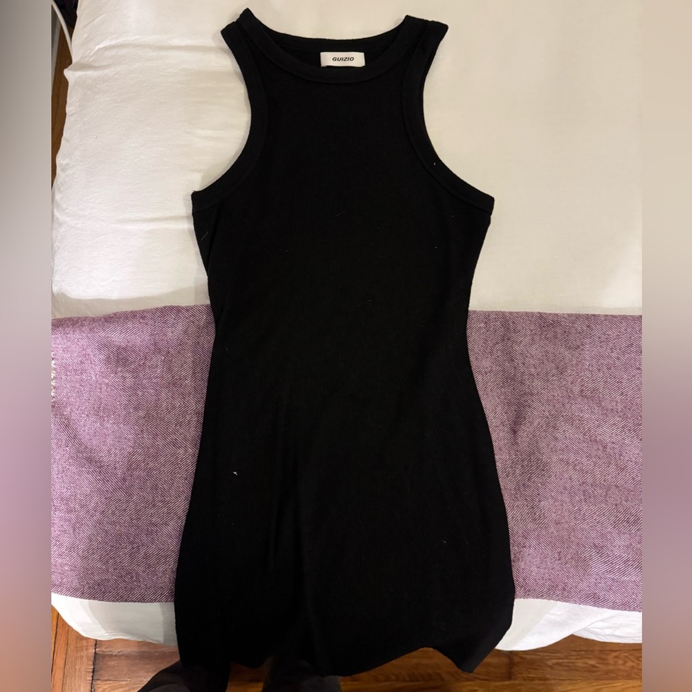 Danielle Guizio ribbed black mini dress